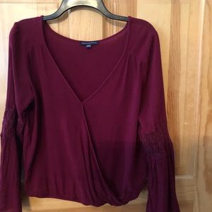Maroon misses long sleeve top
